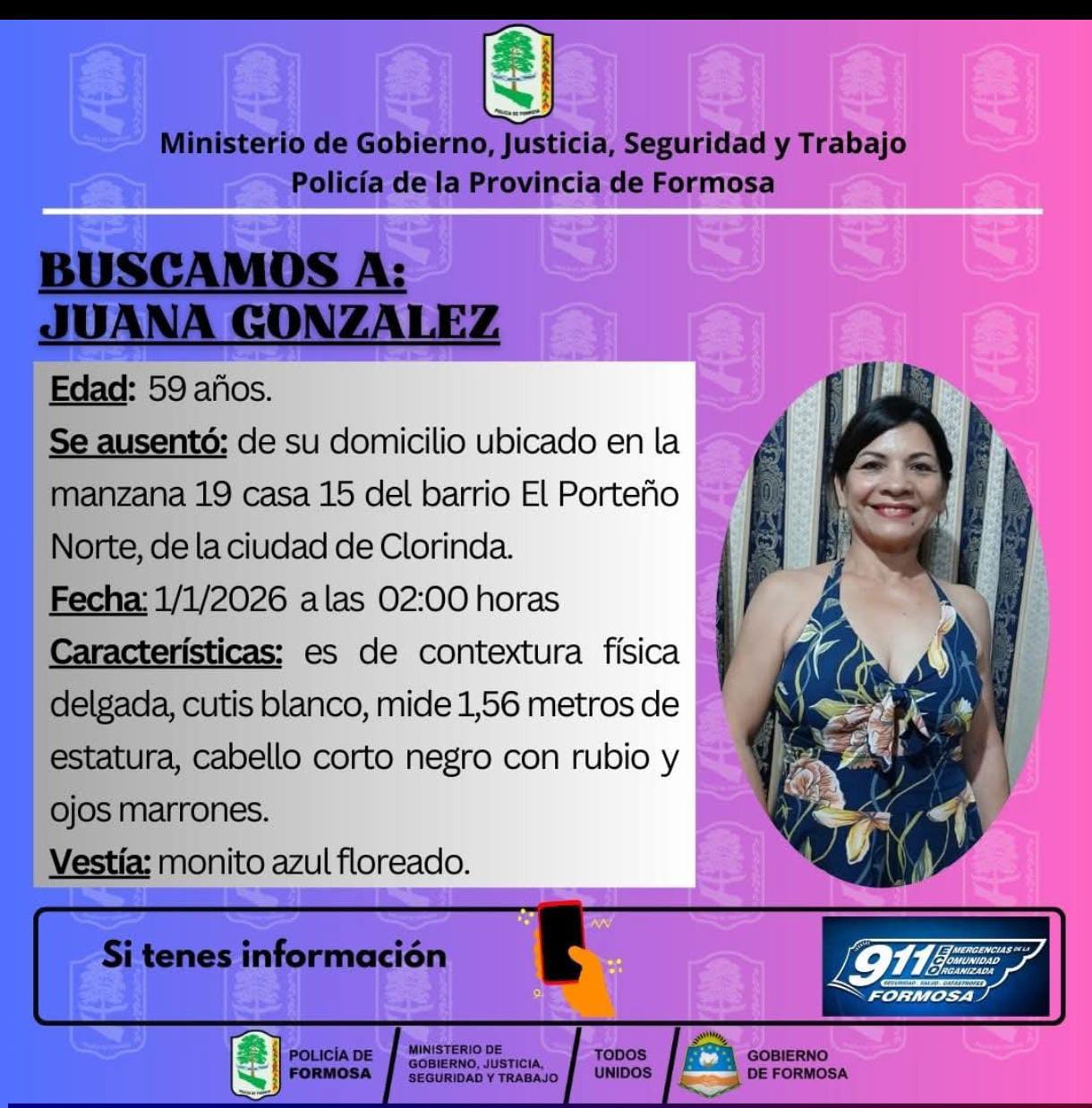 BUSCAMOS A:JUANA GONZALEZ