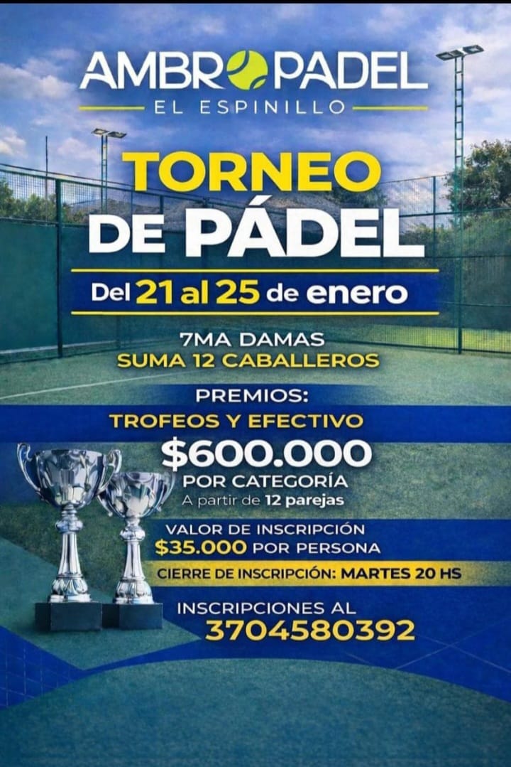 Gran torneo de pádel en El Espinillo por la inauguración de la cancha refaccionada