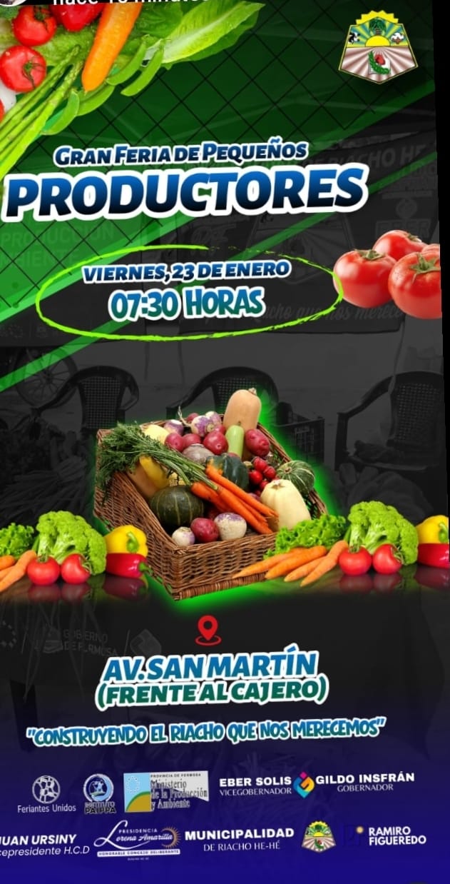Riacho He-Hé: realizarán una Gran Feria de Productores este viernes