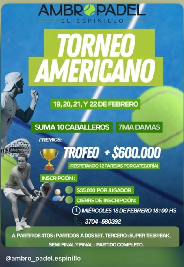 El Espinillo se prepara para vivir el gran Torneo Americano de Pádel