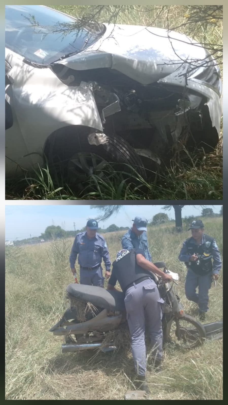 Choque entre auto y motocicleta en la Ruta Nacional 81