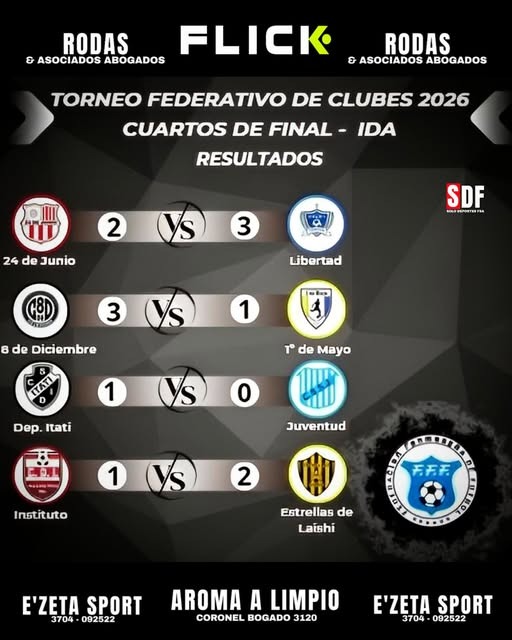 FUTBOL ⚽ | TORNEO FEDERATIVO  4tos de final - Ida | Resultados