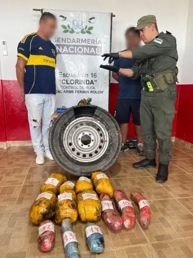 Secuestran más de 10 kilos de marihuana ocultos en una rueda de auxilio sobre la Ruta 86