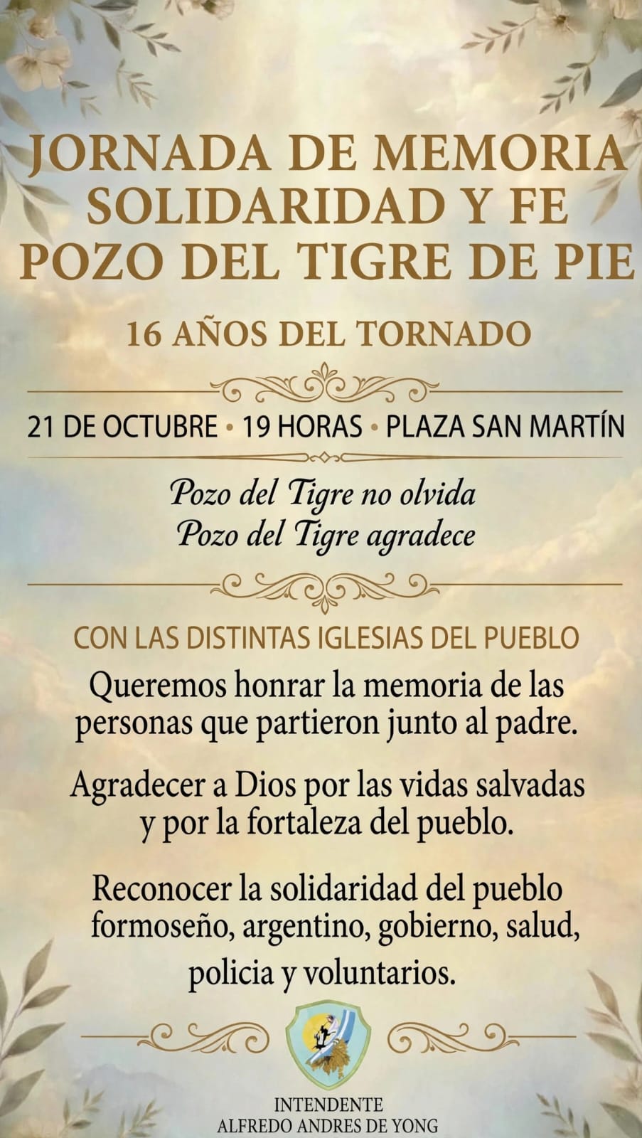 POZO DEL TIGRE: A 16 AÑOS DEL TORNADO, LA MEMORIA, LA SOLIDARIDAD Y LA FE SE UNEN EN UNA CELEBRACIÓN ECUMÉNICA ANUAL